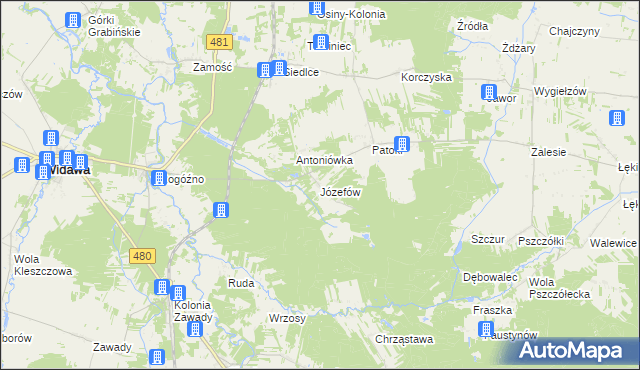 mapa Józefów Widawski, Józefów Widawski na mapie Targeo