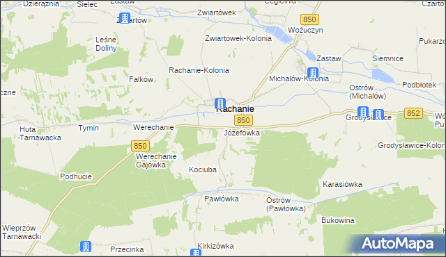 mapa Józefówka gmina Rachanie, Józefówka gmina Rachanie na mapie Targeo
