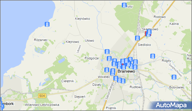 mapa Józefowo gmina Braniewo, Józefowo gmina Braniewo na mapie Targeo