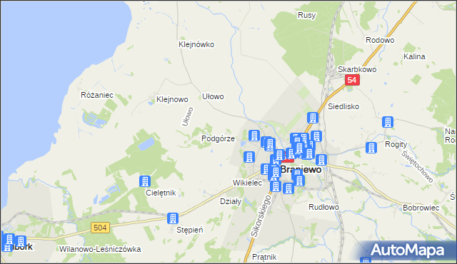 mapa Józefowo gmina Braniewo, Józefowo gmina Braniewo na mapie Targeo