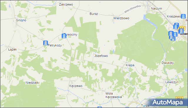 mapa Józefowo gmina Lipowiec Kościelny, Józefowo gmina Lipowiec Kościelny na mapie Targeo