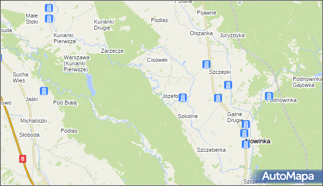 mapa Józefowo gmina Nowinka, Józefowo gmina Nowinka na mapie Targeo