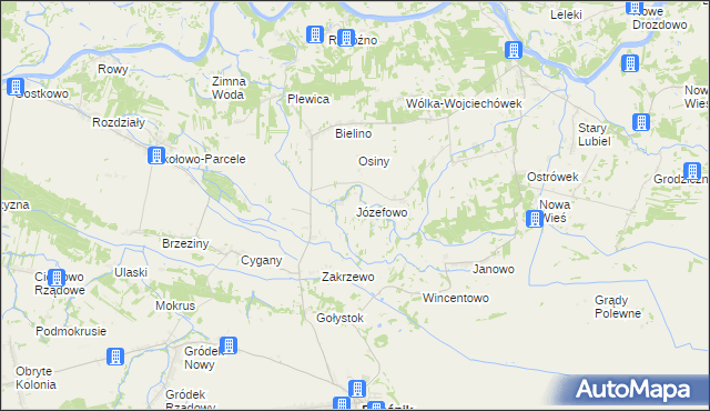 mapa Józefowo gmina Rząśnik, Józefowo gmina Rząśnik na mapie Targeo