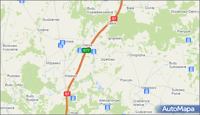 mapa Józefowo gmina Strzegowo, Józefowo gmina Strzegowo na mapie Targeo