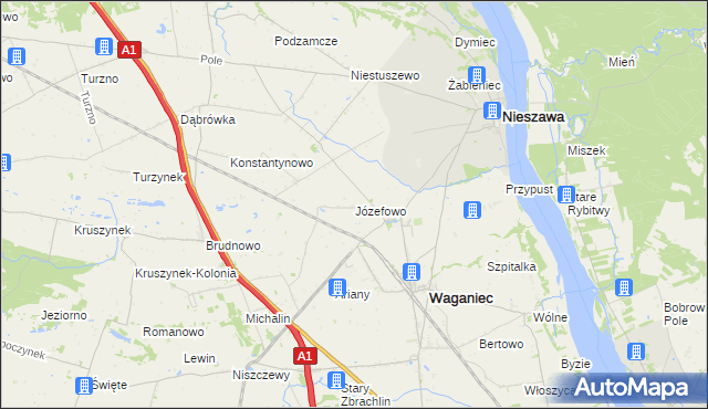 mapa Józefowo gmina Waganiec, Józefowo gmina Waganiec na mapie Targeo