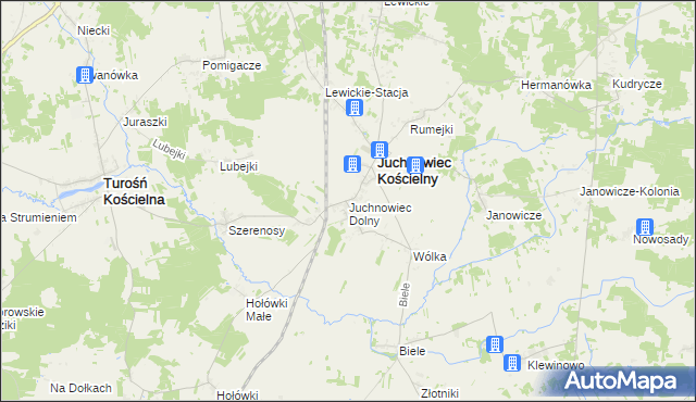 mapa Juchnowiec Dolny, Juchnowiec Dolny na mapie Targeo