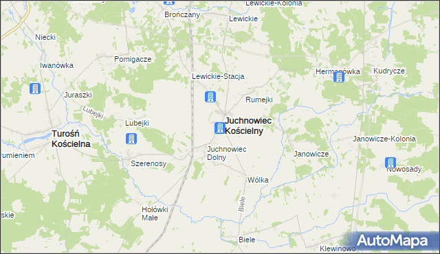 mapa Juchnowiec Górny, Juchnowiec Górny na mapie Targeo