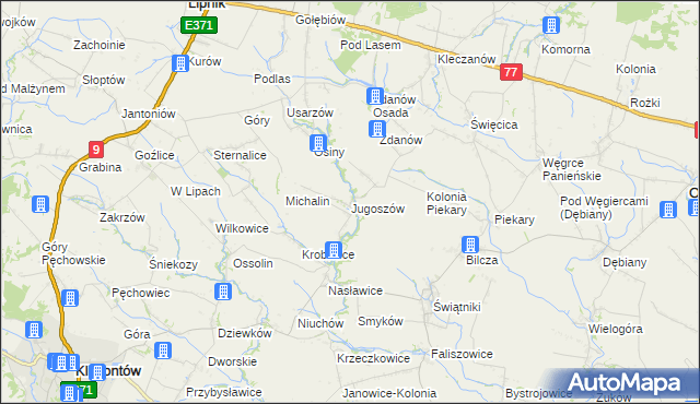 mapa Jugoszów, Jugoszów na mapie Targeo