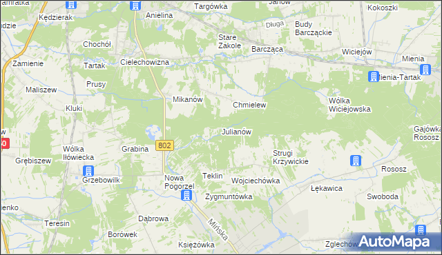 mapa Julianów gmina Siennica, Julianów gmina Siennica na mapie Targeo