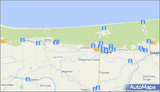 mapa Junoszyno, Junoszyno na mapie Targeo