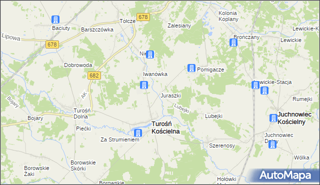 mapa Juraszki, Juraszki na mapie Targeo