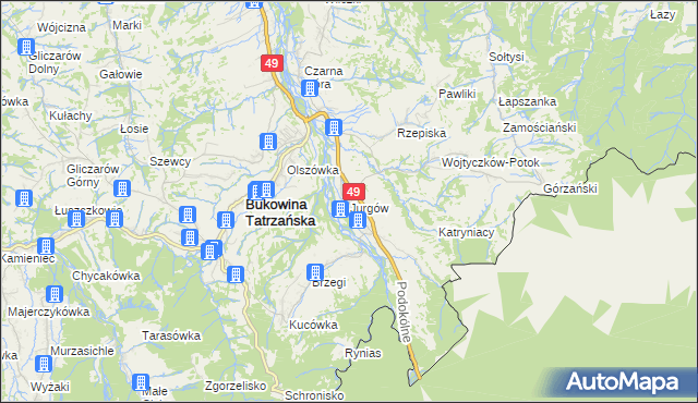 mapa Jurgów, Jurgów na mapie Targeo