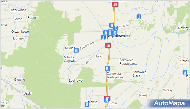 mapa Jurki gmina Kąkolewnica, Jurki gmina Kąkolewnica na mapie Targeo