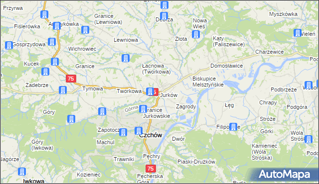 mapa Jurków gmina Czchów, Jurków gmina Czchów na mapie Targeo