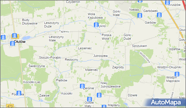 mapa Jutroszew, Jutroszew na mapie Targeo