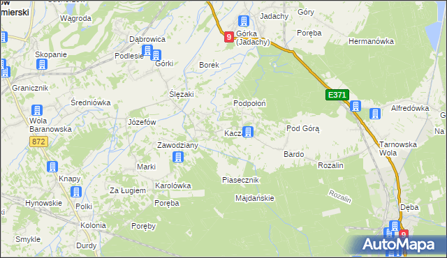 mapa Kaczaki, Kaczaki na mapie Targeo