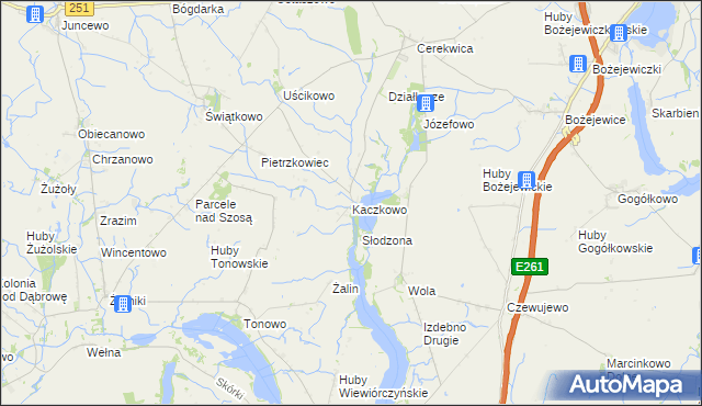 mapa Kaczkowo gmina Żnin, Kaczkowo gmina Żnin na mapie Targeo