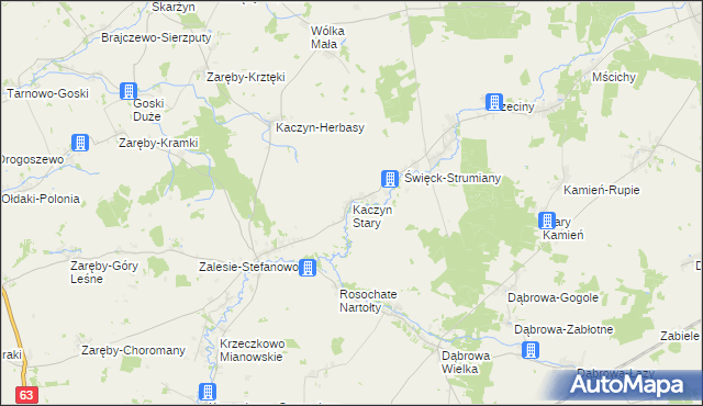 mapa Kaczyn Stary, Kaczyn Stary na mapie Targeo