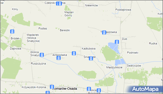 mapa Kadłubiska gmina Komarów-Osada, Kadłubiska gmina Komarów-Osada na mapie Targeo