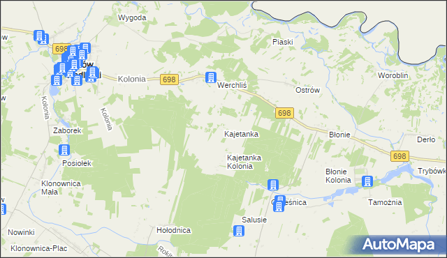 mapa Kajetanka, Kajetanka na mapie Targeo