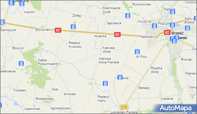 mapa Kąkowa Wola-Parcele, Kąkowa Wola-Parcele na mapie Targeo