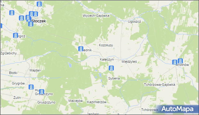 mapa Kałęczyn gmina Stoczek, Kałęczyn gmina Stoczek na mapie Targeo