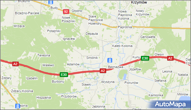 mapa Kałek gmina Krzymów, Kałek gmina Krzymów na mapie Targeo