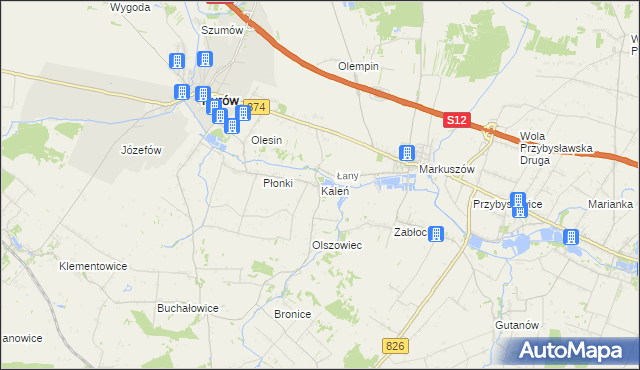 mapa Kaleń gmina Markuszów, Kaleń gmina Markuszów na mapie Targeo