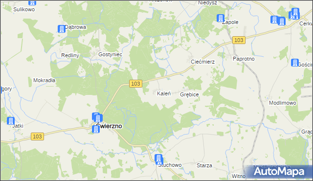 mapa Kaleń gmina Świerzno, Kaleń gmina Świerzno na mapie Targeo