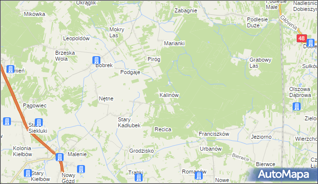 mapa Kalinów gmina Stromiec, Kalinów gmina Stromiec na mapie Targeo