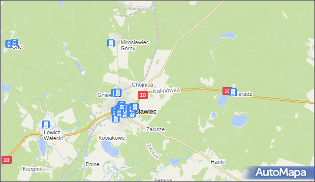 mapa Kalinówka gmina Mirosławiec, Kalinówka gmina Mirosławiec na mapie Targeo