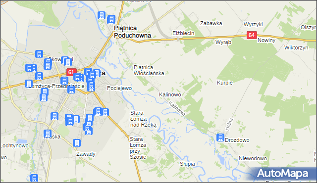 mapa Kalinowo gmina Piątnica, Kalinowo gmina Piątnica na mapie Targeo