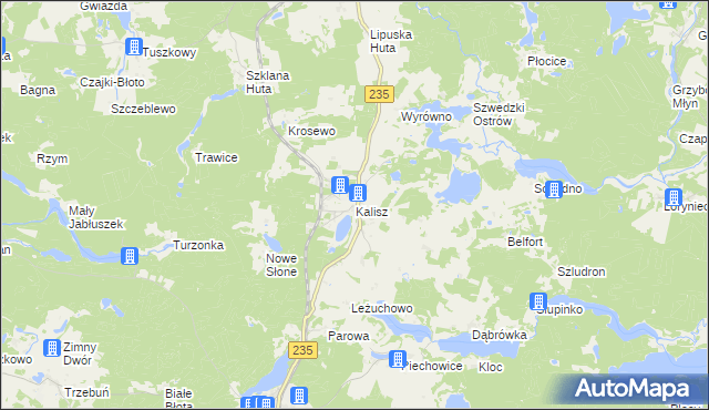 mapa Kalisz gmina Dziemiany, Kalisz gmina Dziemiany na mapie Targeo