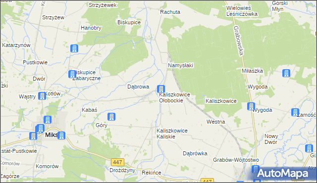 mapa Kaliszkowice Ołobockie, Kaliszkowice Ołobockie na mapie Targeo