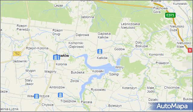 mapa Kałków gmina Pawłów, Kałków gmina Pawłów na mapie Targeo