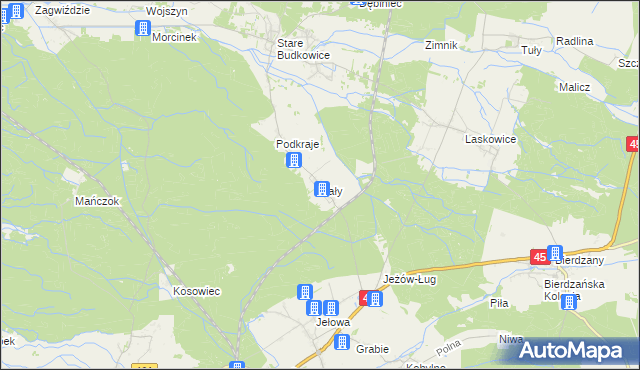 mapa Kały gmina Murów, Kały gmina Murów na mapie Targeo