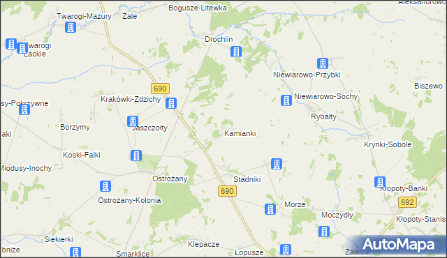mapa Kamianki gmina Grodzisk, Kamianki gmina Grodzisk na mapie Targeo