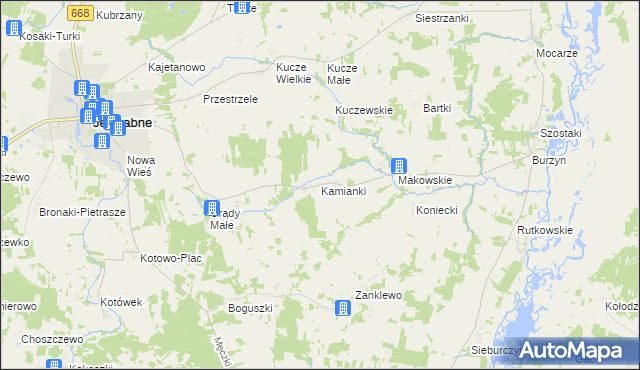 mapa Kamianki gmina Jedwabne, Kamianki gmina Jedwabne na mapie Targeo
