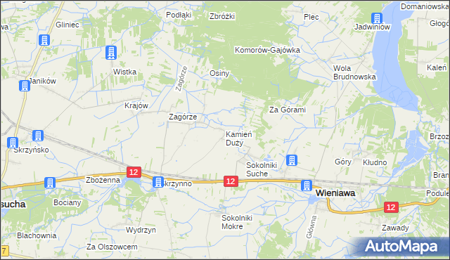 mapa Kamień Duży gmina Wieniawa, Kamień Duży gmina Wieniawa na mapie Targeo