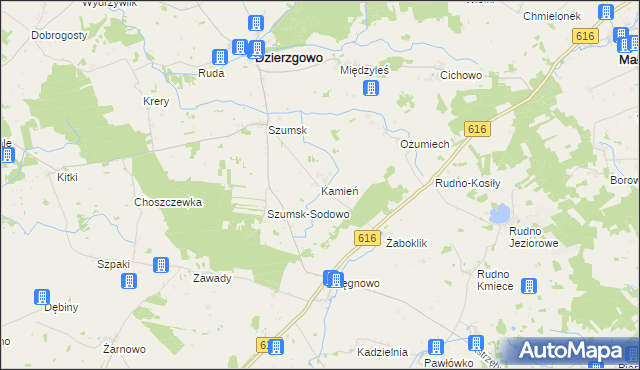 mapa Kamień gmina Dzierzgowo, Kamień gmina Dzierzgowo na mapie Targeo