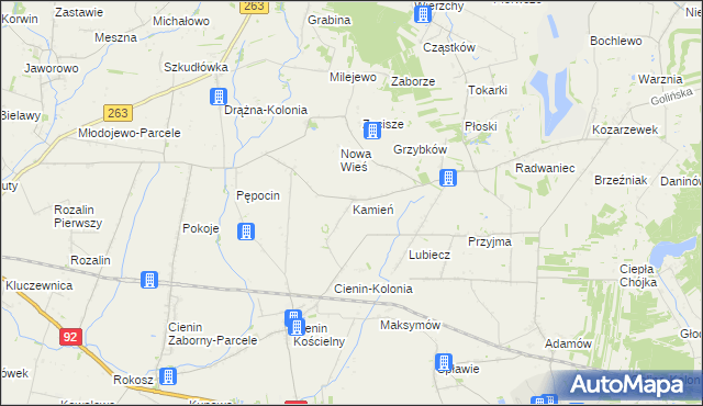 mapa Kamień gmina Słupca, Kamień gmina Słupca na mapie Targeo