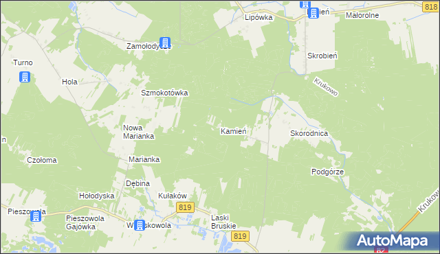 mapa Kamień gmina Stary Brus, Kamień gmina Stary Brus na mapie Targeo