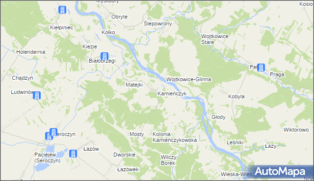 mapa Kamieńczyk gmina Sterdyń, Kamieńczyk gmina Sterdyń na mapie Targeo