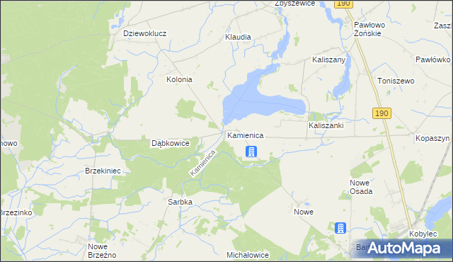 mapa Kamienica gmina Wągrowiec, Kamienica gmina Wągrowiec na mapie Targeo