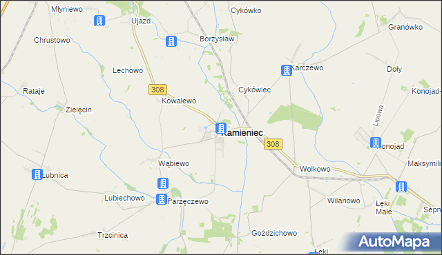 mapa Kamieniec powiat grodziski, Kamieniec powiat grodziski na mapie Targeo