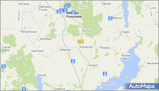 mapa Kamienna gmina Prabuty, Kamienna gmina Prabuty na mapie Targeo