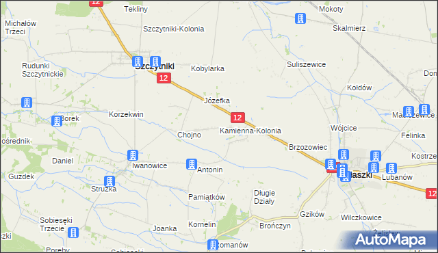 mapa Kamienna-Kolonia, Kamienna-Kolonia na mapie Targeo