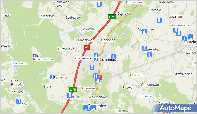 mapa Kamieńsk, Kamieńsk na mapie Targeo