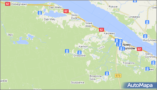 mapa Kamion gmina Nowy Duninów, Kamion gmina Nowy Duninów na mapie Targeo