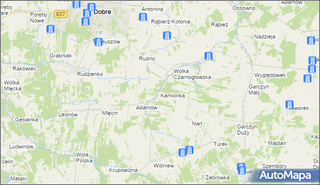 mapa Kamionka gmina Jakubów, Kamionka gmina Jakubów na mapie Targeo